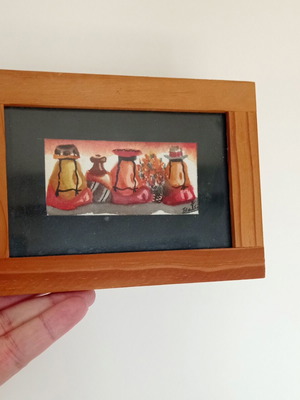 Watercolor painting from Peru in wooden frame, new