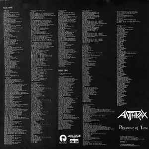 Anthrax Persistence of Time vinyl record used, metal