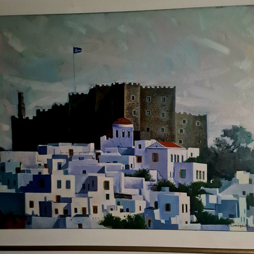 Painting of Patmos new, Giannopoulos artist