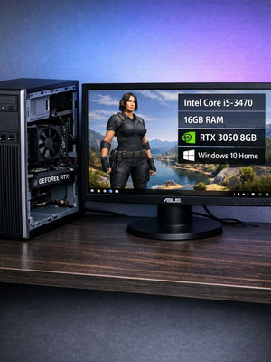 HP 6300 Desktop i5 3470 16GB RAM RTX 3050 8GB used with Asus 21.5" monitor