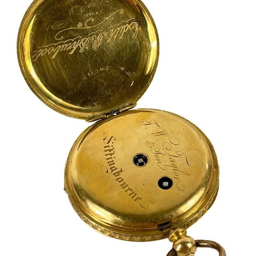 Gold 18 ct Pocket Watch used, solid 18K, 19th century