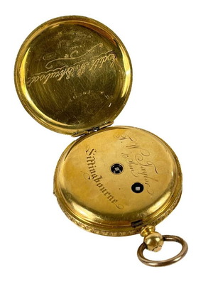 Gold 18 ct Pocket Watch used, solid 18K, 19th century