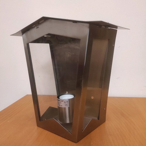 Outdoor wall lamp lantern new, aluminum nickel matte