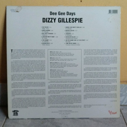 Dizzy Gillespie Dee Gee Days vinyl record like new, jazz