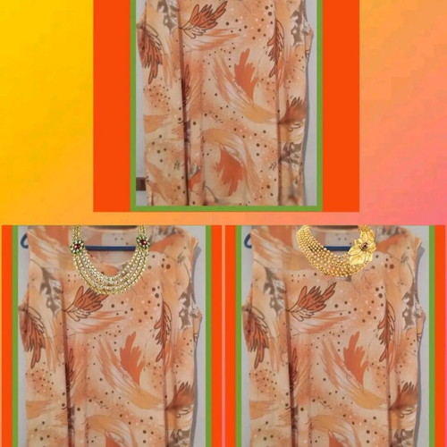Blouse in shades of orange with beautiful design, like new, XL