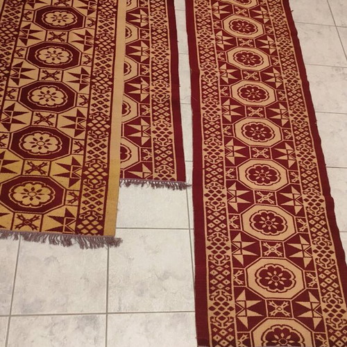 Wool rug runner set like new, 3 pieces burgundy-beige