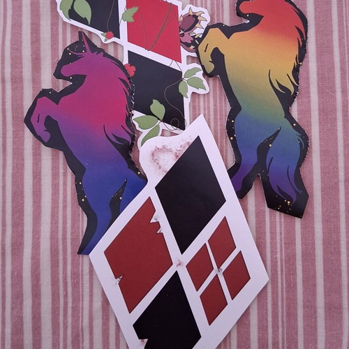 Harlivy sticker pack with Harley Quinn and Poison Ivy pride unicorns