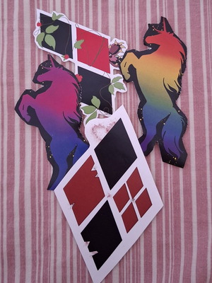 Harlivy sticker pack with Harley Quinn and Poison Ivy pride unicorns