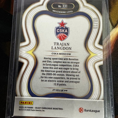 Euroleague Select 25-26 Trajan Langdon Gold Prism card