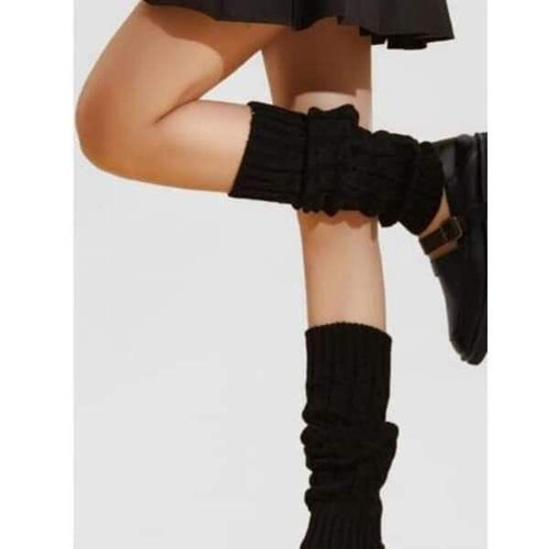 Women's leg warmers new, pack of 2, cotton black and white