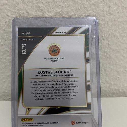 Kostas Sloukas Panini Select Euroleague card like new