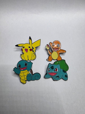 Pokémon σετ μεταλλικών καρφιτσών με Pikachu, Squirtle, Charmander και Bulbasaur, σετ 4