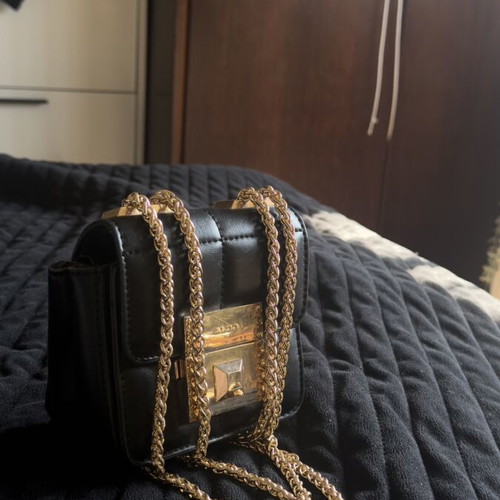 Aldo small black shoulder bag with gold chain used