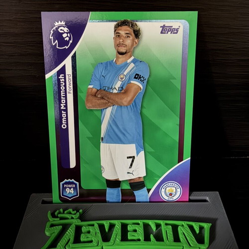 Omar Marmoush 2025-26 Topps EPL Flagship Green Parallel Manchester City card