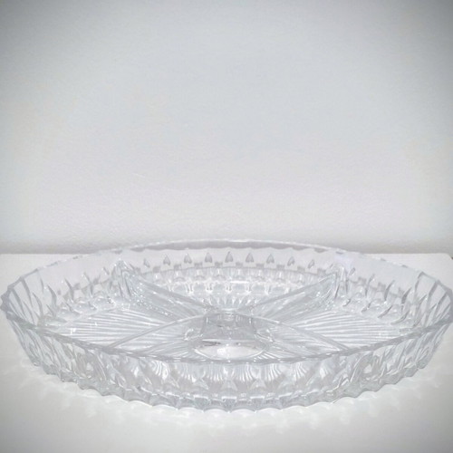 Vintage crystal serving platter 4 sections like new for appetizers and nuts