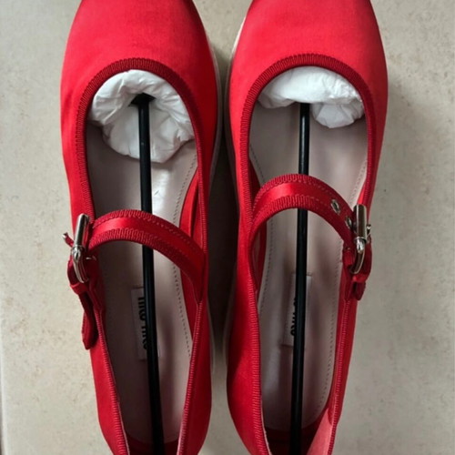 Miu Miu satin red platform ballerinas size 41 new