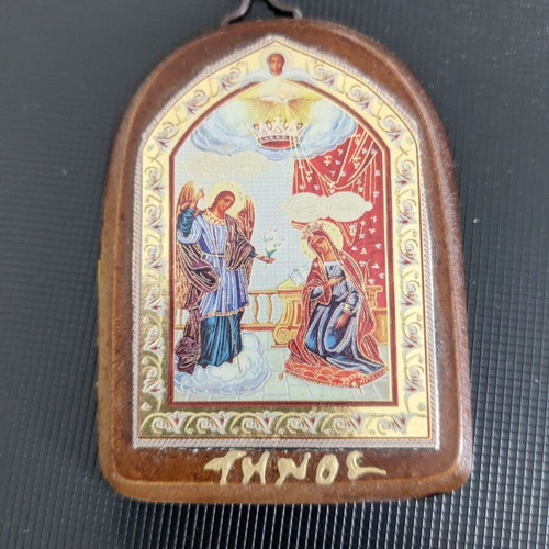 Annunciation of Theotokos Icon from Panagia Tinos like new, 8cm height