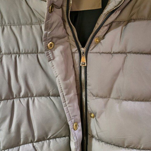 Long women's jacket with detachable fur gold new