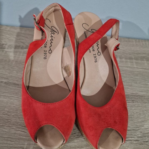 Gaimo red leather and suede wedge espadrilles sandals size 38 used