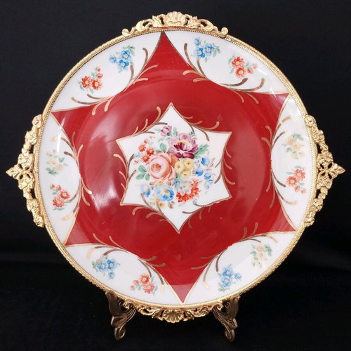 Vintage Furstenberg Germany shallow plate with metal frame