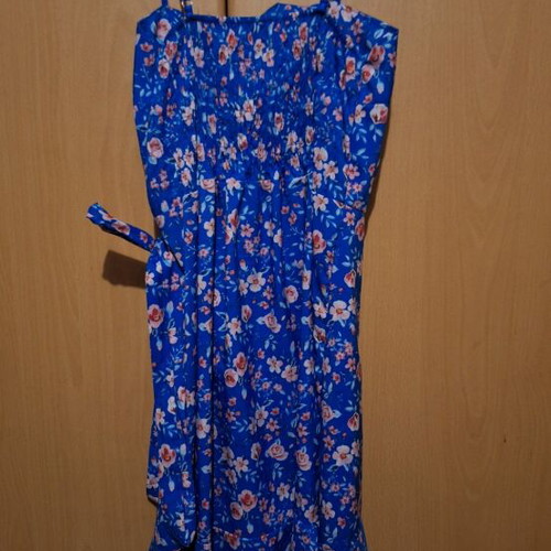 Floral summer dress new, size S, white and blue