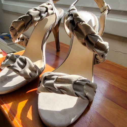 Bon Prix sandals used, size 39, gray with gold accents