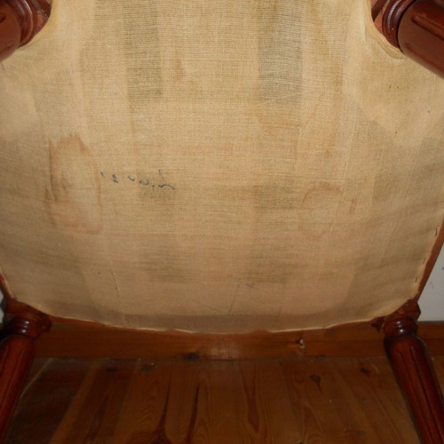 Pair of embroidered armchairs used, vintage, wood
