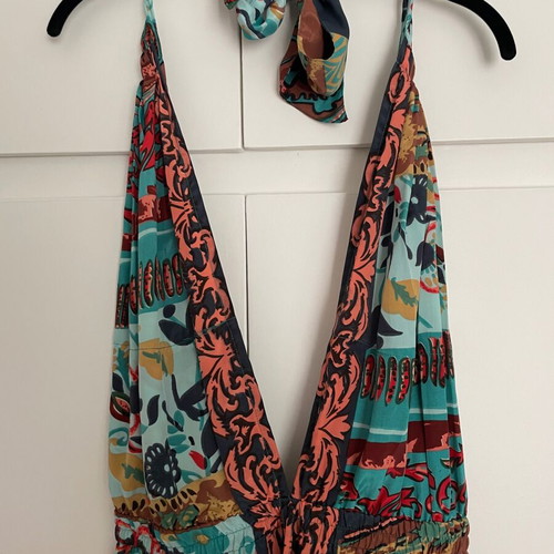 Maxi summer dress Pink P with colorful print, like new