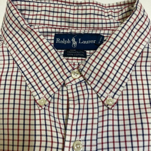 Ralph Lauren Yarmouth long sleeve shirt XL, red blue pattern, colored pony