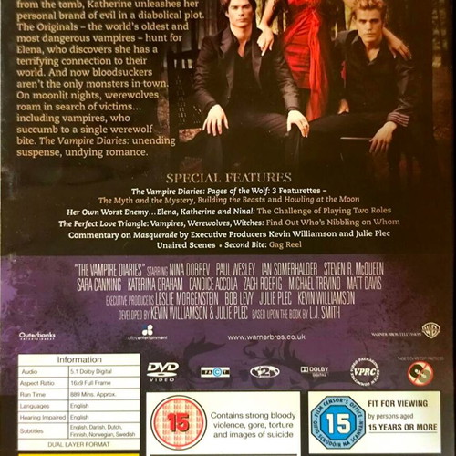The Vampire Diaries Complete Second Season DVD used, English subtitles