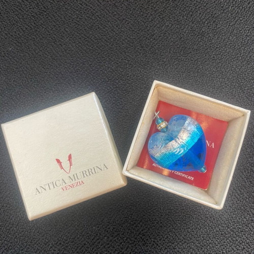 Antica Murrina Murano Necklace 3D Heart Blue new with certificate