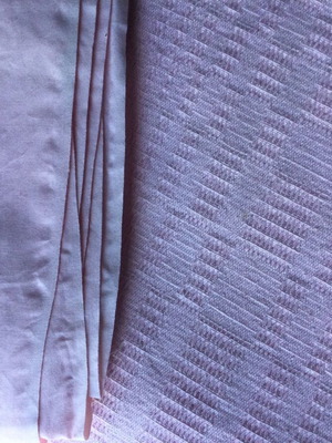 Vintage baby pique blanket pink with fabric for edging