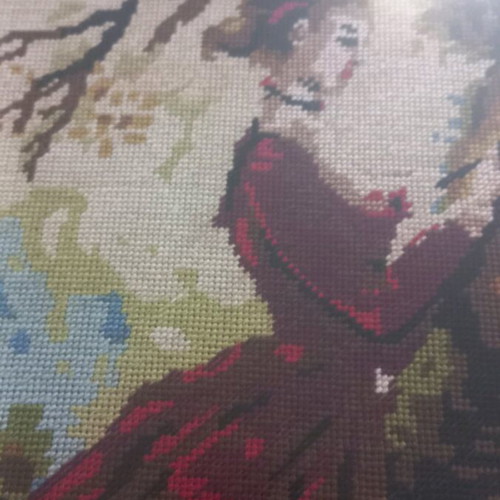 Handmade embroidered frame with DMC thread like new