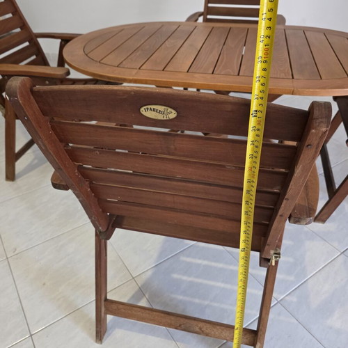 Garden table with 4 folding armchairs