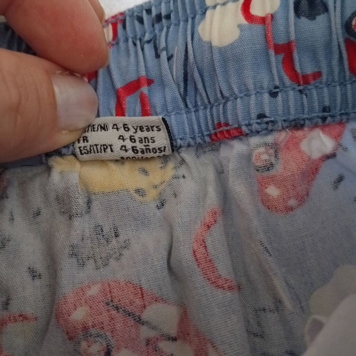 Boys' swim shorts used, size 110-116, blue with car print