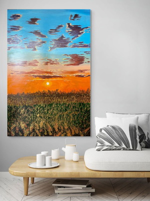 Golden Horizon Original Acrylic Painting 150x100 cm New