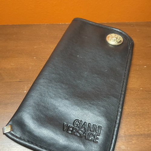Gianni Versace leather glasses case, vintage 90s, Medusa logo
