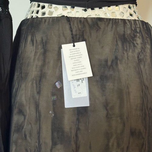 Sonia Fortuna Firenze mesh skirt new, midi asymmetric double layers black and beige