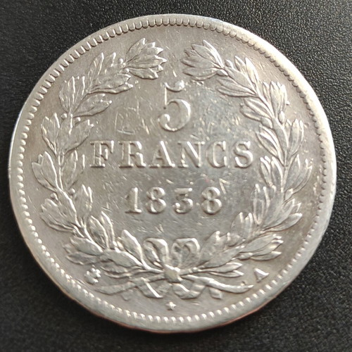 5 Francs 1838 Loui Philippe used, 25 gr silver coin