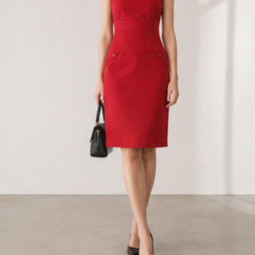 Sarah Lawrence office dress, red, size L