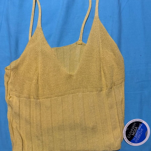 Yellow knitted top new, Greek manufacture, size S