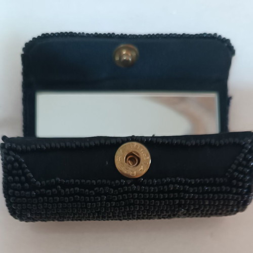 Vintage lipstick case handmade with beads and mirror new