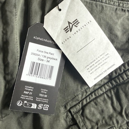 Alpha Industries Force One Cargo pants and Petrol Patch Pant, men's
