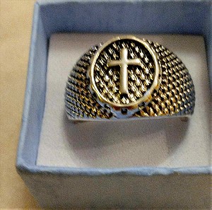 Εντυπωσιακό δαχτυλίδι με σταυρό /Templar knights ring