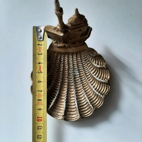 Metal ashtray Ioannina used, shell shape with Ali Pasha palace