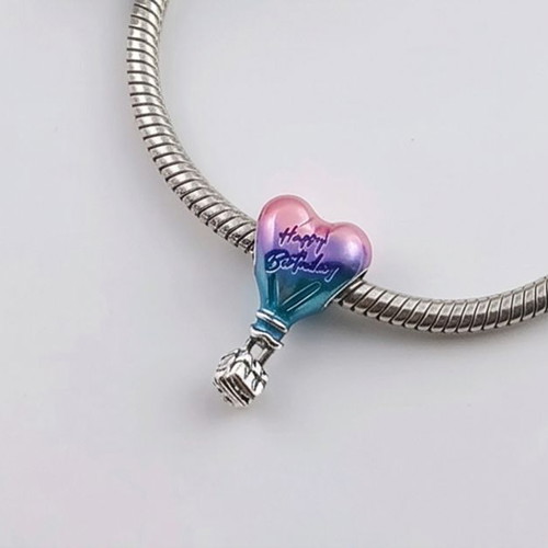 Charm Hot Air Balloon Happy Birthday Silver S925