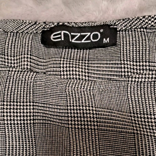 Enzzo blouse gray with checkered pattern like new, long sleeve
