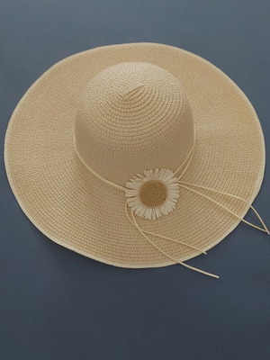 Straw hat for women like new, beige, size M