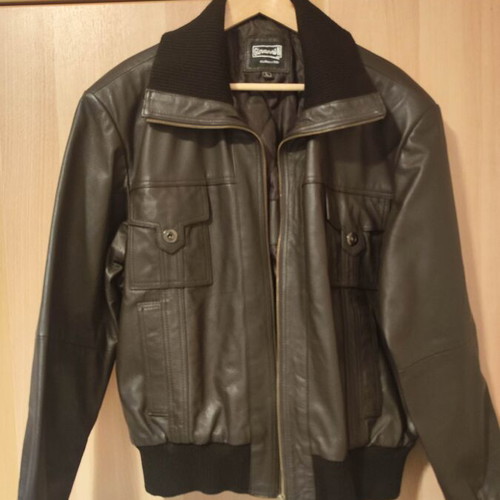 Men's leather jacket brown like new, size L