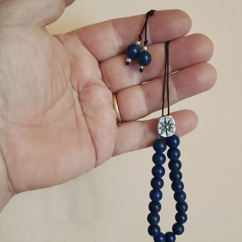 Worry beads with lapis lazuli semiprecious stones new